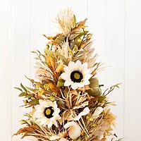 Glitzhome® 36" Fall Neutral Sunflower, Pumpkin and Leaf Porch Tree