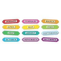Ashley Productions Months of the Year White Polka Dots Magnetic Die-Cut Timesavers & Labels, 3 Packs of 12