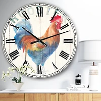 Designart 'Wood Farm Roaster I Farmhouse Wall Clock