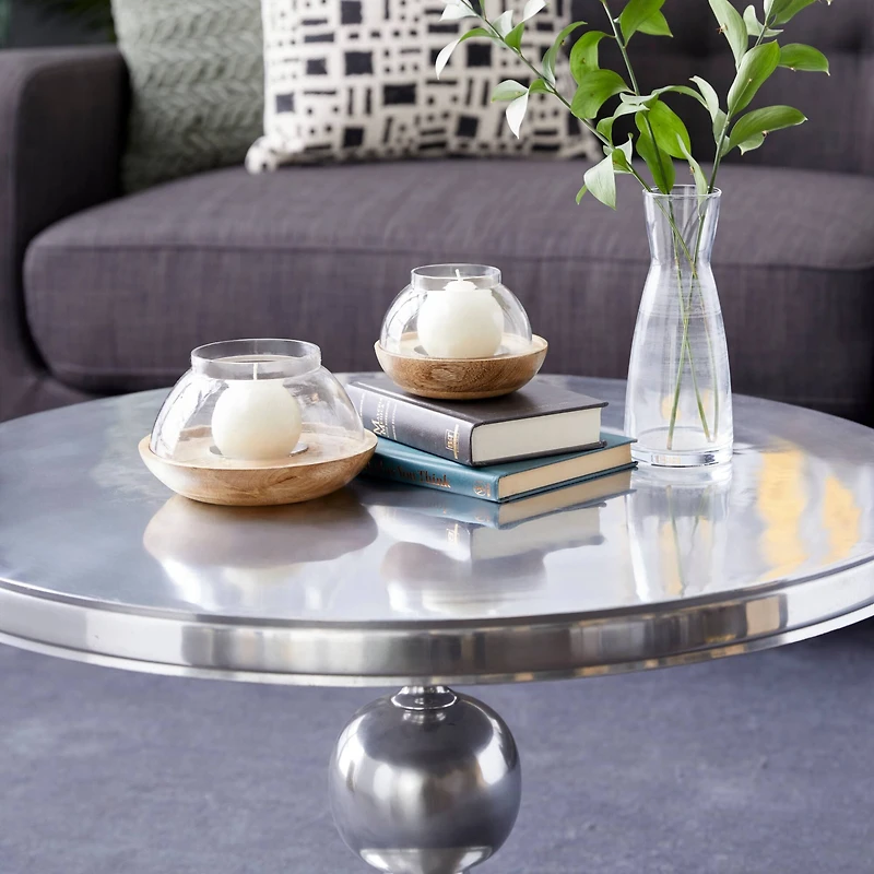 Brown Mango Wood Natural Candle Holder Set