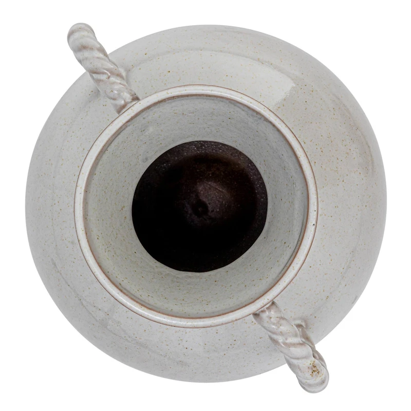 Hello Honey® 9.25" Cream Reactive Glaze Stoneware Vase with Twisted Handle