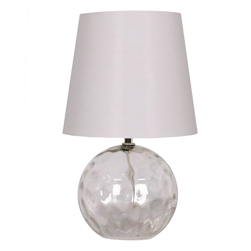 13" Glass Sphere Table Lamp with White Fabric Shade by Ashland