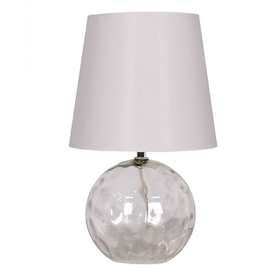 13" Glass Sphere Table Lamp with White Fabric Shade by Ashland