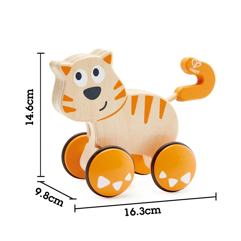 Hape Dante the Cat Push & Go Wooden Release Toy