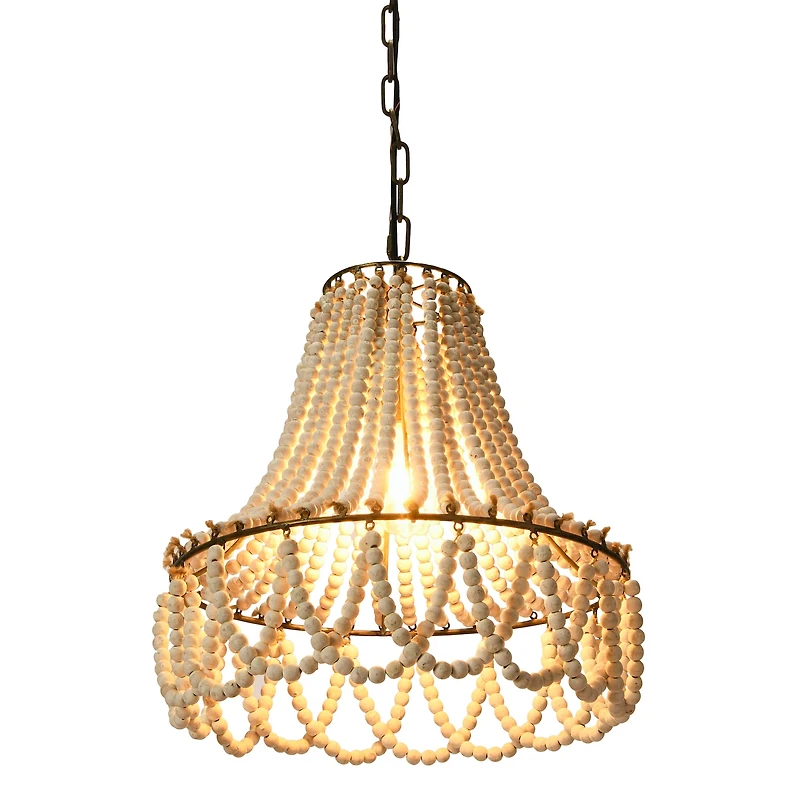 Hello Honey® 20" White Wood Bead Draped Chandelier