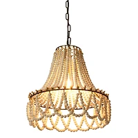 Hello Honey® 20" White Wood Bead Draped Chandelier
