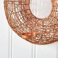 11" Wired Copper Circle Wall Sconce Candle Holder