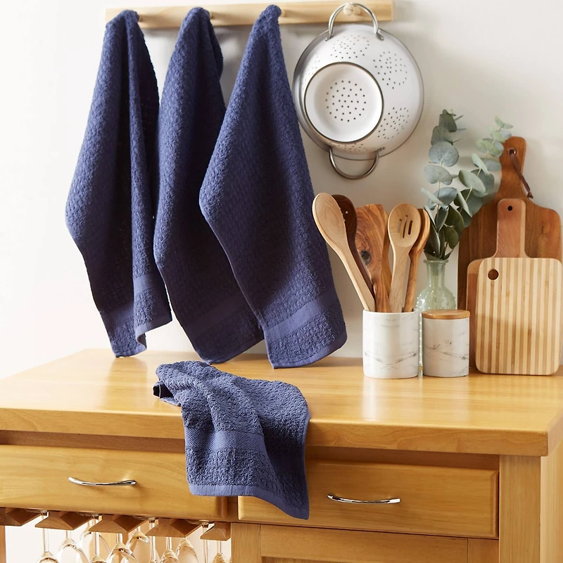DII® Solid French Blue Waffle Terry Dishtowels, 4ct.
