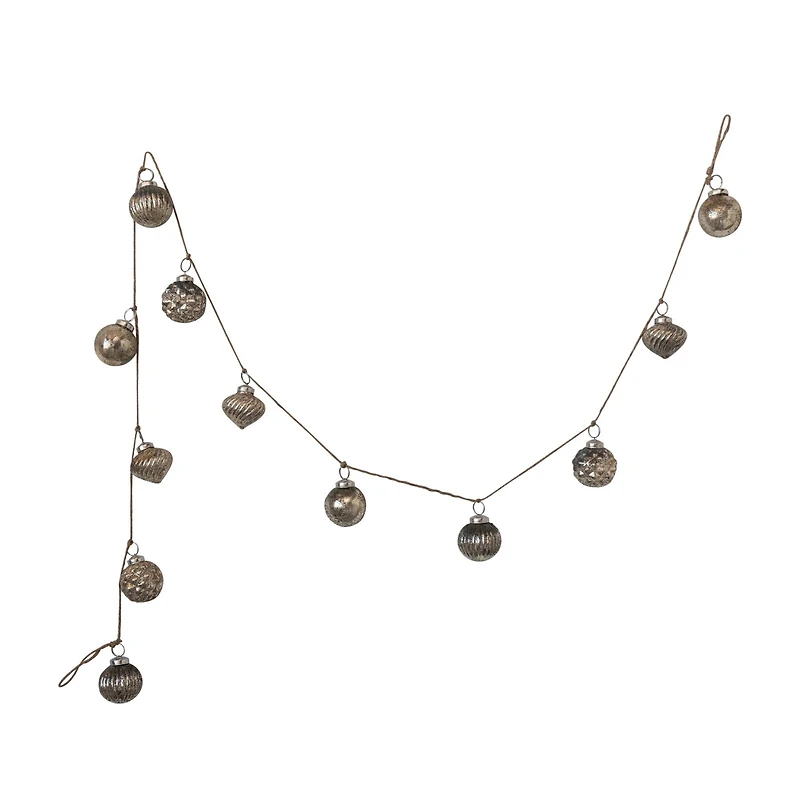 Hello Honey® 6ft. Antique Silver Finish Embossed Mercury Glass Ornament Garland