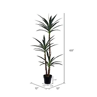 5ft. Potted Artificial Green Yucca Tree