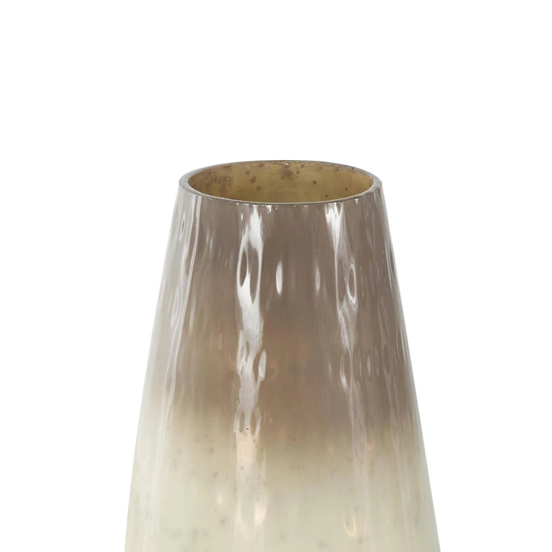 12.25" Brown Glass Ombre Vase with Spotted Concaved Details & Speckled Accents