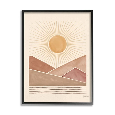 Stupell Industries Boho Desert Sunrise Vintage Landscape Geometric Shapes Framed Wall Art