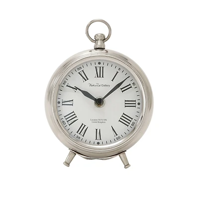 6" Silver Stainless Steel & Aluminum Round Clock