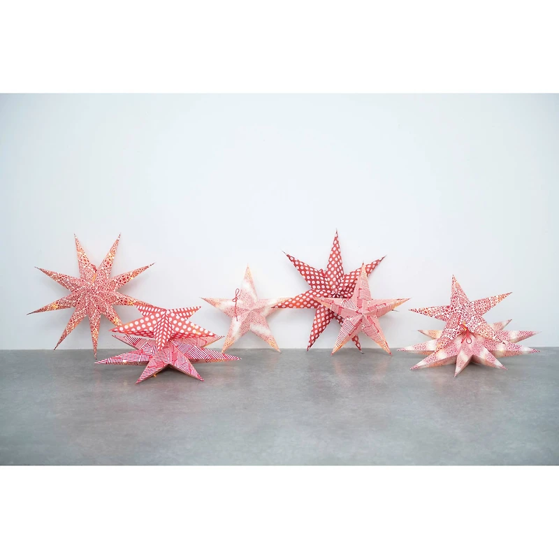 Hello Honey® 24" Red LED Paper Star Ornaments Set