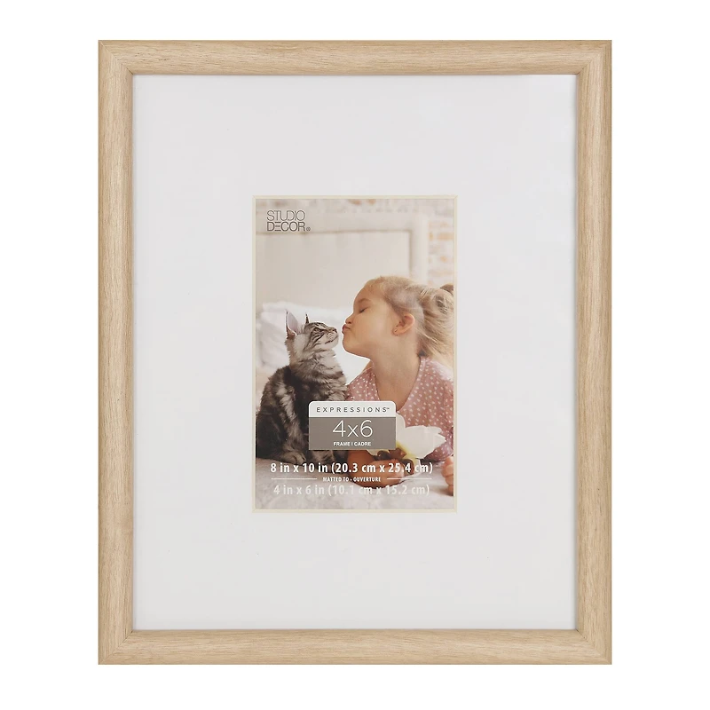 Expressions™ 4" x 6" Natural Woodgrain Frame with Mat by Studio Décor®