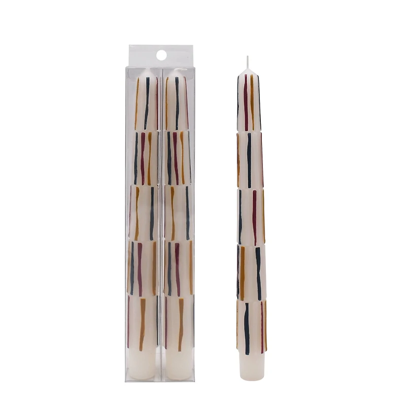 10" Boho Stripes Taper Candles, 2ct. by Ashland®