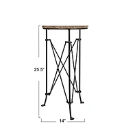 Hello Honey® 2ft. Tan Marble Top Modern Round Metal Accent Table