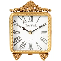 8" Gold Metal Scroll Antique Style Clock