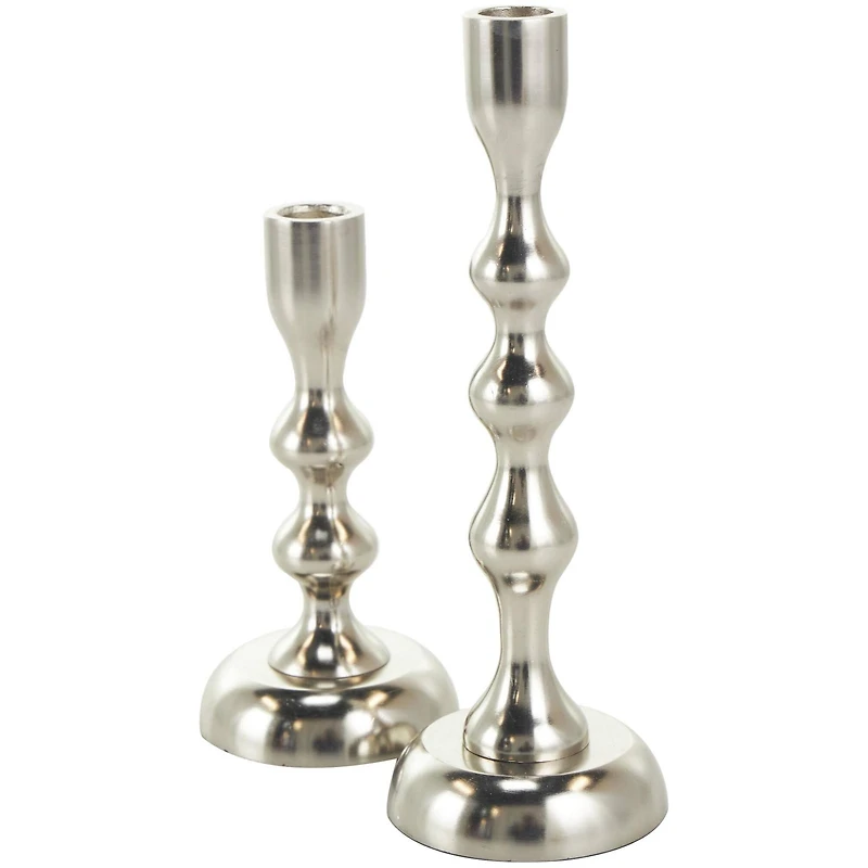 Contemporary Aluminum Taper Candle Holder Set