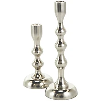 Contemporary Aluminum Taper Candle Holder Set