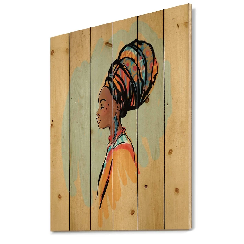 Designart - Portrait of Afro American Woman With Turban II