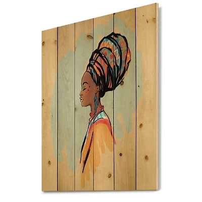 Designart - Portrait of Afro American Woman With Turban II