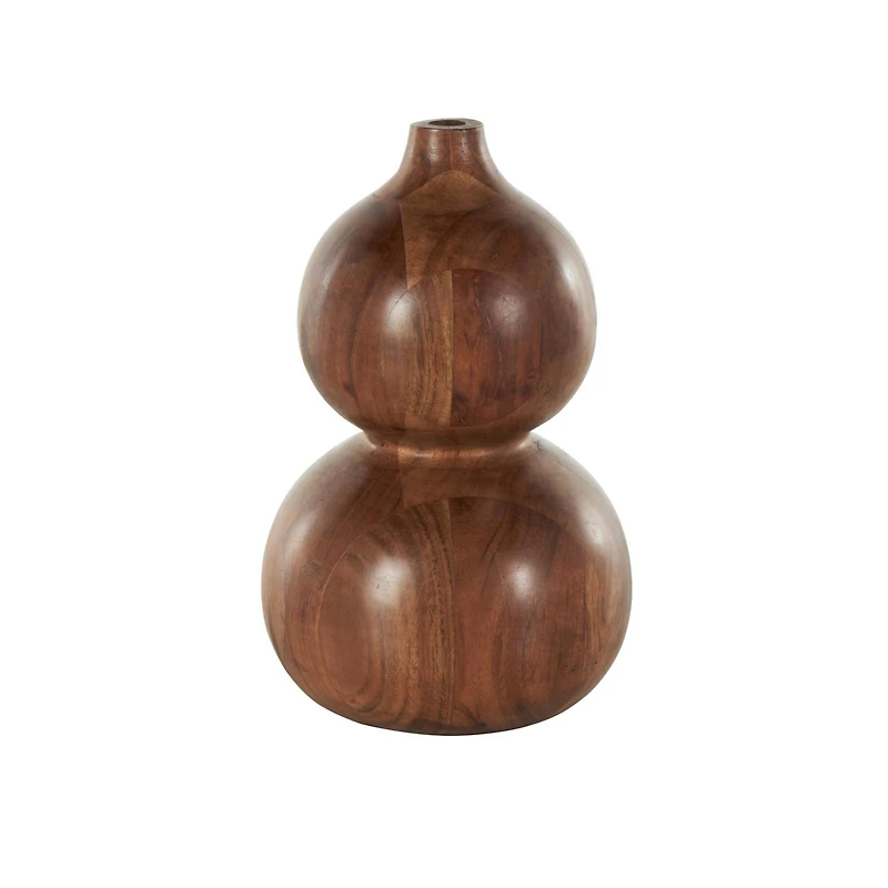 11" Brown Wood Bubble Vase with Natural Wood Grains