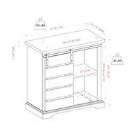 Walker Edison 32" Solid White & Reclaimed Wood Two-Tone Sliding Slat Door Accent Cabinet