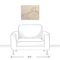 Crosses On Hill Sketch 2 16" x 20" Canvas Wall Art