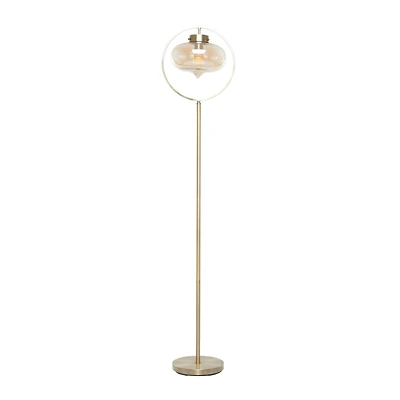 Gold Iron Contemporary Floor Lamp, 14" x 14" x 9"
