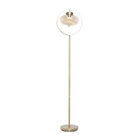 Gold Iron Contemporary Floor Lamp, 14" x 14" x 9"