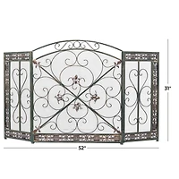 52" Green Metal Fireplace Screen