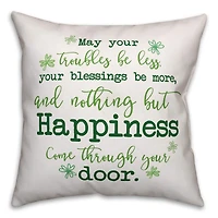 Shamrock Irish Blessing Throw Pillow