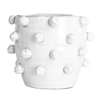 Hello Honey® 8.25" White Handmade Hobnail Terra Cotta Planter