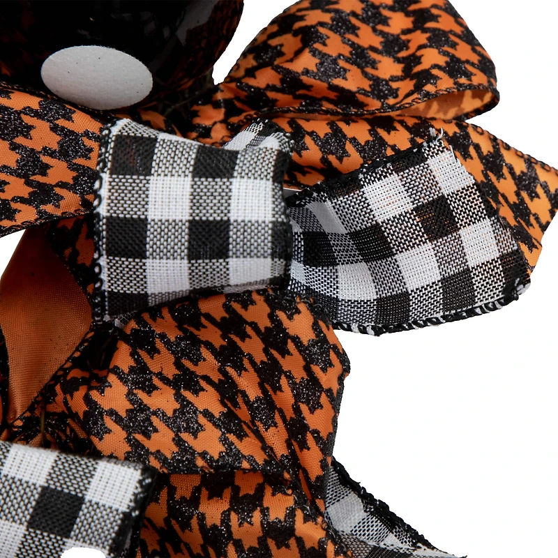 24'' Unlit Orange and Black Witch with Bows Halloween Wreath