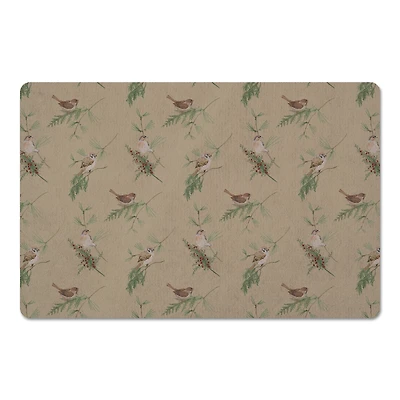 Pine & Birds on Brown Floor Mat