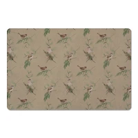 Pine & Birds on Brown Floor Mat