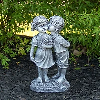 12.5" Peck on the Cheek Outdoor Garden Statue