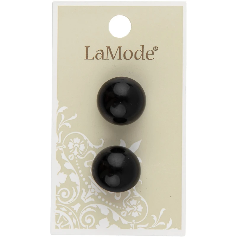 LaMode 3/4" Black Domed Shank Buttons, 2ct.