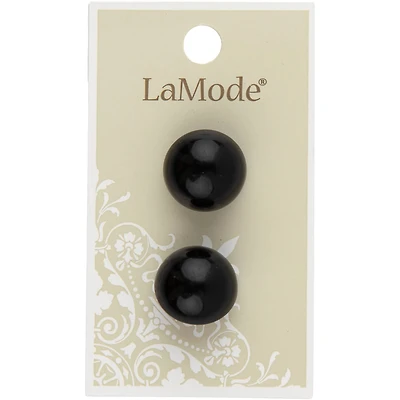 LaMode 3/4" Black Domed Shank Buttons, 2ct.