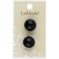 LaMode 3/4" Black Domed Shank Buttons, 2ct.
