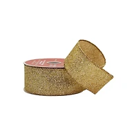 1.5" x 25ft. Champagne Wired Glitter Ribbon by Celebrate It®