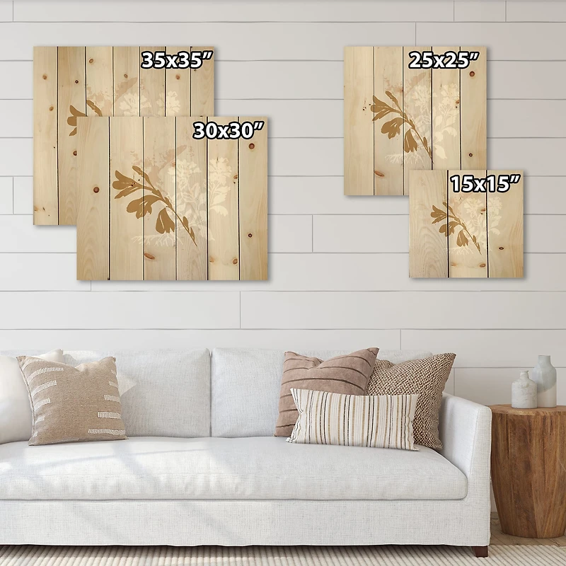 Designart - Minimal Botanical Design In Brown and White