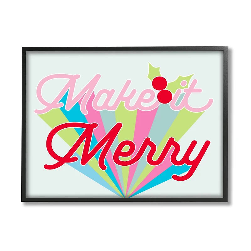 Stupell Industries Make It Merry Bold Christmas Stripes Framed Giclee Art