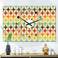 Designart Abstract Retro Geometric Pattern V Oversized Mid-Century Modern Multipanel Wall Clock