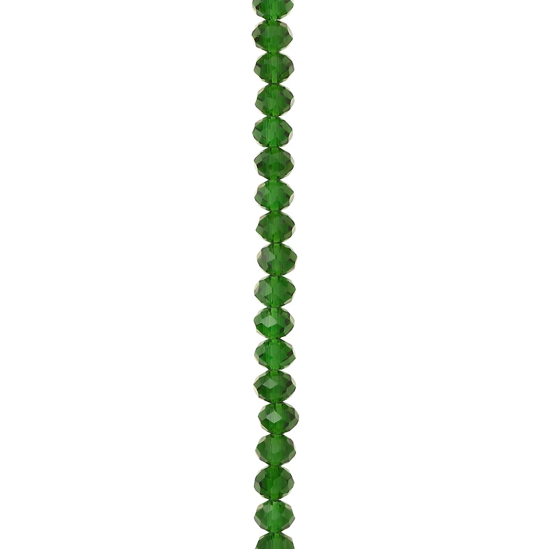 12 Pack: Green Faceted Glass Rondelle Beads, 6mm by Bead Landing™