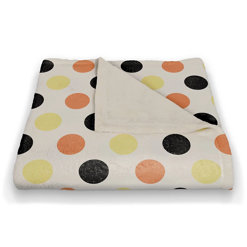 Retro Polka Dots Coral Fleece Blanket