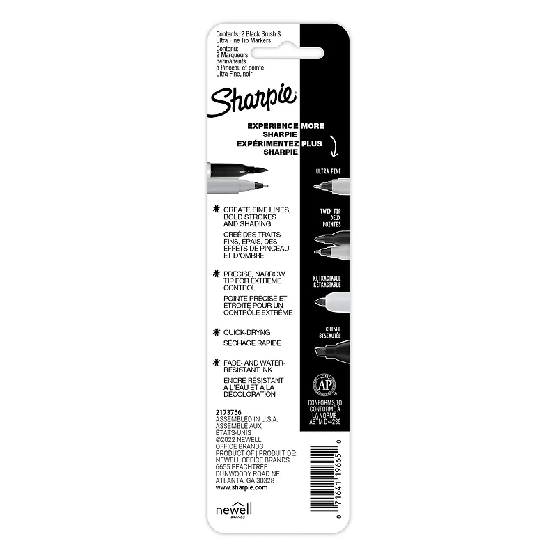 Sharpie® Black Brush Twin Permanent Markers, 2ct.