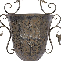 Brown Metal Traditional Planter Set