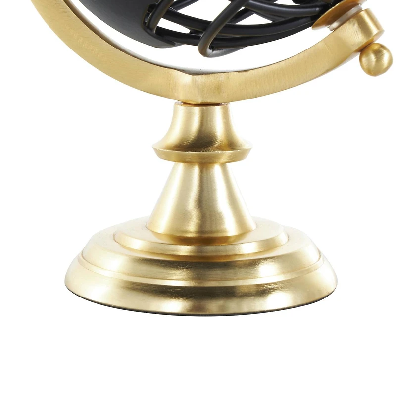 Black Aluminum Metal Open Framed World Educational & Geographic Earth Globe with Wire Exterior & Gold Base